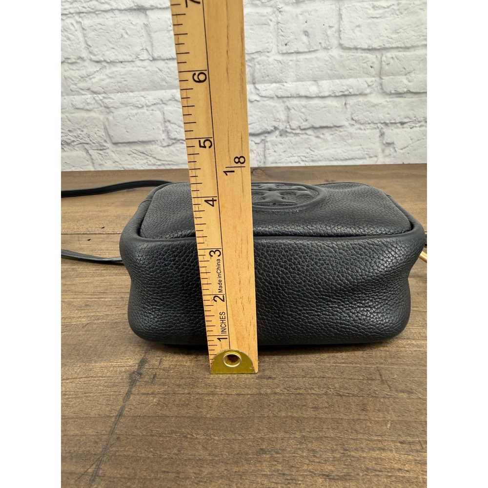 Tory Burch Perry Bombe Mini Bag Black Pebbled Leather Crossbody Camera Bag - Picture 15 of 15